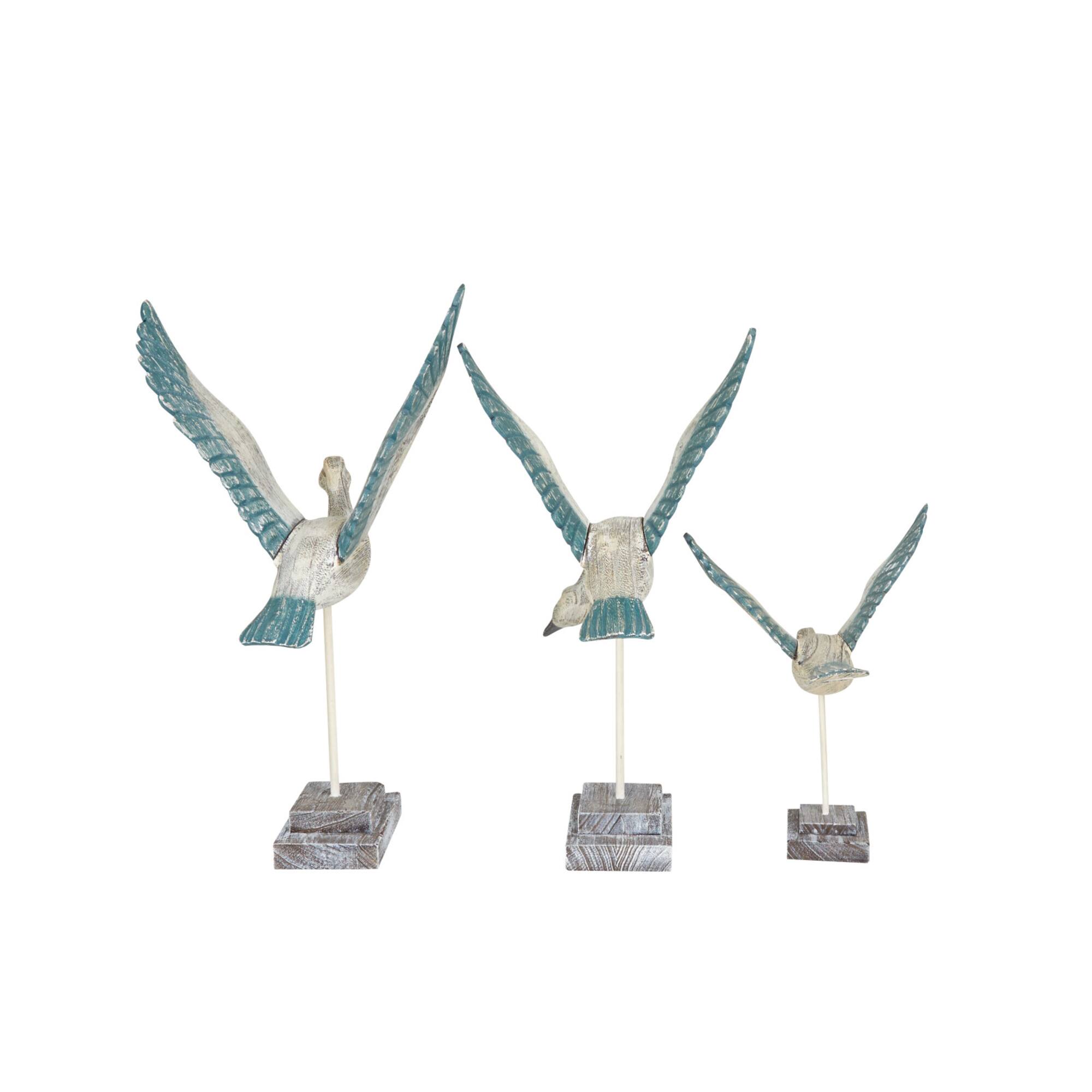 Set of 3 White Pine Coastal Sculpture, 13" x 13" x 10"